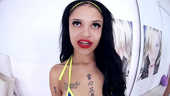 Italyana cute tattoed italian girl sucks huge cock pov blowjob and cum swallow