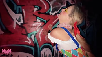 Clown queen millie morgan takes jay romero for halloween tricks or treats