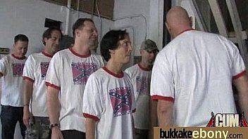 Huge cocks cover their black face in cum 3