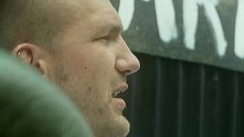 Blonde with big boobs gets fucked in an alley outdoors