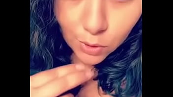 Licking fingers and rubbing tits for me