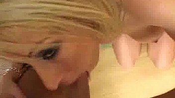 Feeding busty blonde