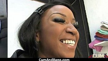 Black ho sucks on white dicks in a group blowjob 29