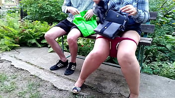 Fetishist step son and lustful step mother in the park