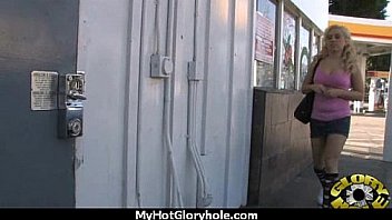 Pretty girl blowjob and facial at gloryhole 18