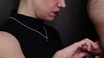 Handjob then i cum on her necklace and sleeveless turtleneck