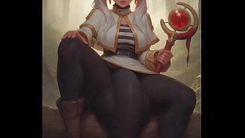 Hermosa chica de cabello blanco sentada en el bosque