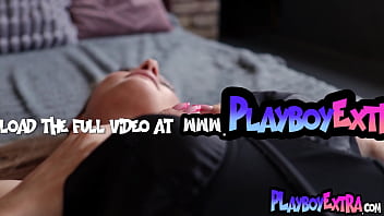 Petite tiny tits blondie stripping and posing nude for playboy