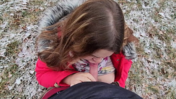 Facial Cum Drooling Outdoor Blowjob From Chubby Girlfriend With Big Boobs thumbnail
