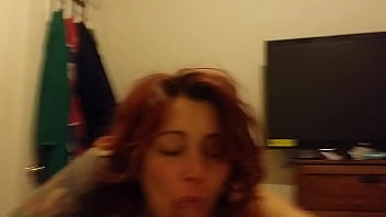 Redhead gf tries to deepthroat