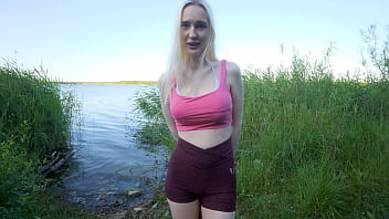 Hot blonde fit girl loves hiking and fucking in public outdoors