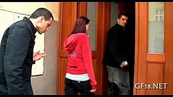 Sweet looking teen gal takes hard rod