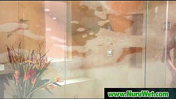 Slippery nuru massage with skinny t