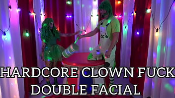 Hardcore clown fuckfest ends with double facial