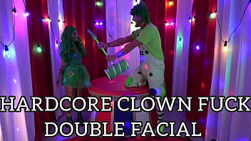 Hardcore clown fuckfest ends with double facial
