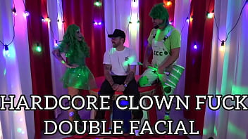 Hardcore clown fuckfest ends with double facial