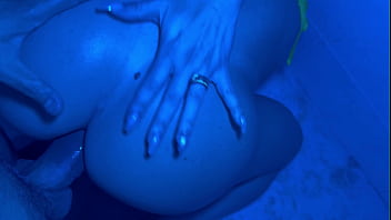 Rough anal and squirting in a blue sauna