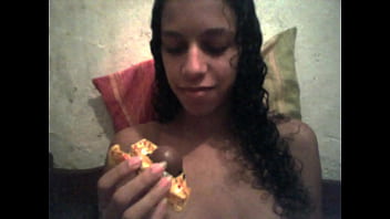 Jade with candy at her boyfriend's house