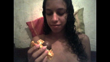 Jade with candy at her boyfriend's house