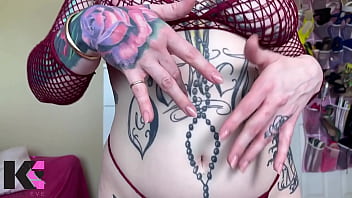 Femdom sensual deep belly button tease & drain