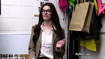 Mind blowing brunette hottie gets punished hard for stealing