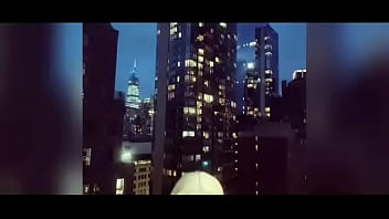 Sexy magazine model on balcony