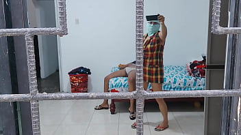 Horny housewives do housework while touching each other's buttocks and tits