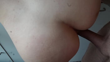 Using her tight pussy hole in the kitchen creampie