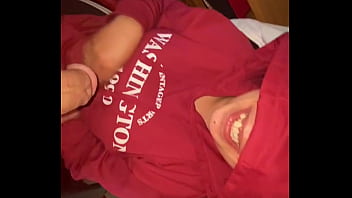 A cock in the mouth of a hooded milf