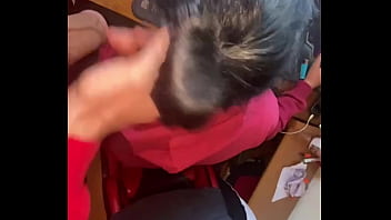 A cock in the mouth of a hooded milf