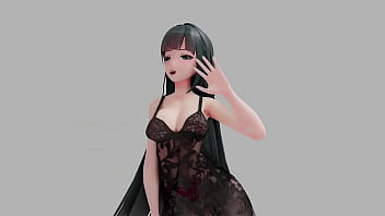 Honkai impact raiden mei strip dance show hentai r18 mmd 3d soft dark green hair clip