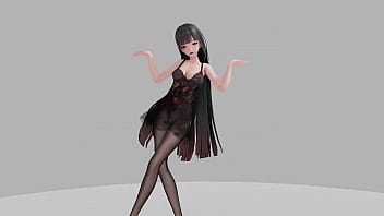 Honkai impact raiden mei strip dance show hentai r18 mmd 3d soft dark green hair clip