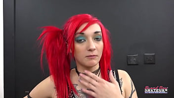 Kinky petite redhead jackie sucks a big cock and swallows the tasty cum