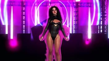 Playful shameless furry in sexy black corset shows off her sweet body