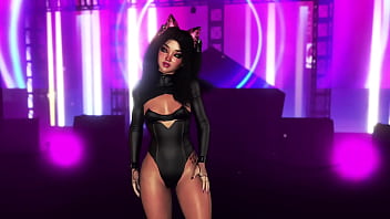 Playful shameless furry in sexy black corset shows off her sweet body