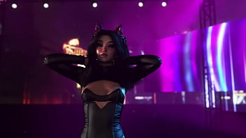 Playful shameless furry in sexy black corset shows off her sweet body