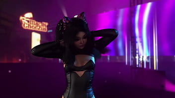 Playful shameless furry in sexy black corset shows off her sweet body