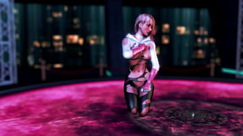 Cute naughty stacy gwen dance on the floor in torn suit to seduce spider man