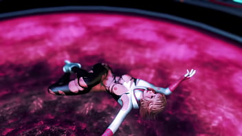 Cute naughty stacy gwen dance on the floor in torn suit to seduce spider man