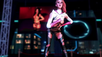 Cute naughty stacy gwen dance on the floor in torn suit to seduce spider man