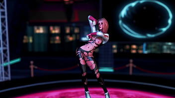 Cute naughty stacy gwen dance on the floor in torn suit to seduce spider man