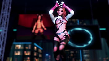 Cute naughty stacy gwen dance on the floor in torn suit to seduce spider man