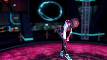 Cute naughty stacy gwen dance on the floor in torn suit to seduce spider man Cute naughty stacy gwen dance on the floor in torn suit to seduce spider man