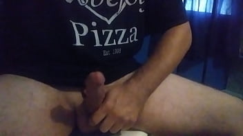 Blowing a load in bathroom