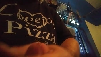 Blowing a load in bathroom