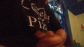 Blowing a load in bathroom