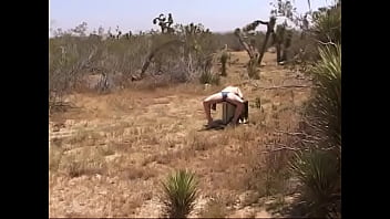 Slutty blonde deepthroats stud's cock then fucks him out in a remote field