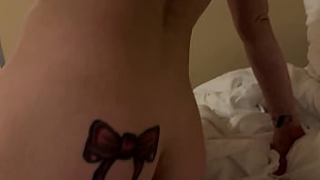 Blonde friend sucks my cock in the elevator and gets fucked hard in the hotel room