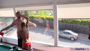 Cute teen gets fucked after an outdoor party