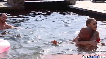 Cute teen gets fucked after an outdoor party